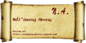 Nádassy Abony névjegykártya